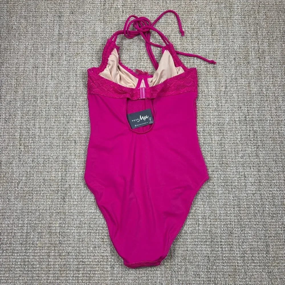 🩷 Pour Moi Castaway Halter Underwire Swimsuit | Size 34C | Hot Pink | NWT